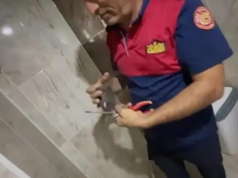 Havalandirma boslugunda mahsur kalan sigircik kurtarildi yGPd3Pxv